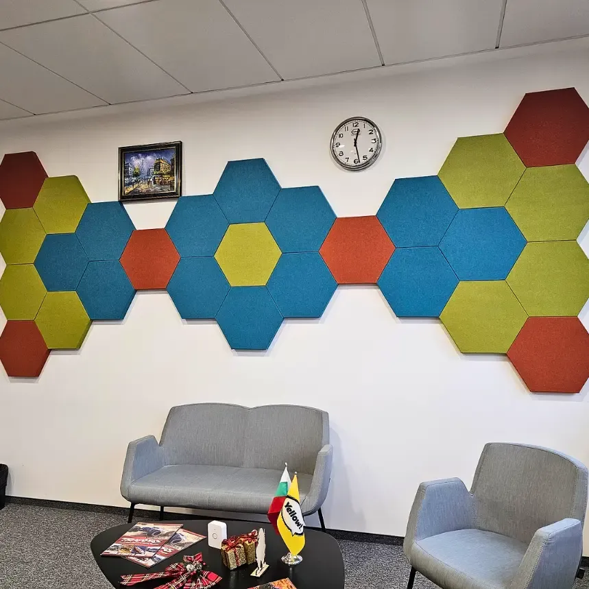 Acoustic improvement in high-traffic office reception