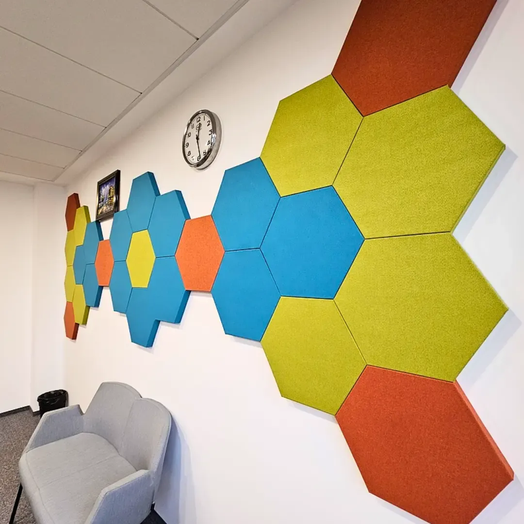 Acoustic improvement in high-traffic office reception